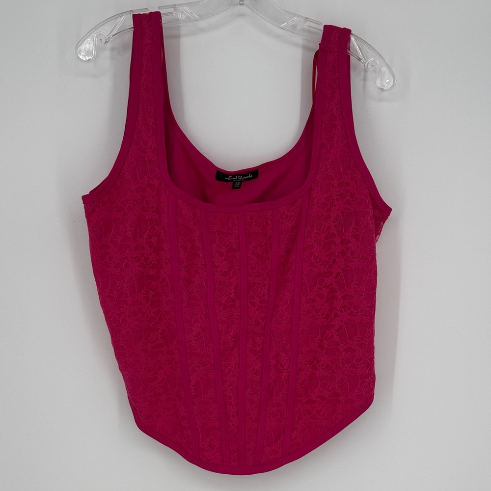 Mixed Threads Vibrant Pink Lace Corset Like Camisole 2X